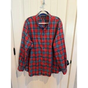 Paul Fredrick Mens XXL Classic Fit Plaid Shirt Red Blue Cotton NWOT